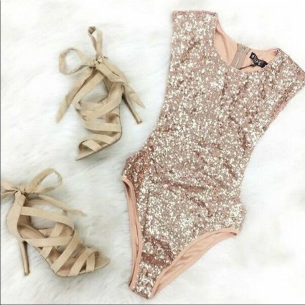 Sequin Blush Pink Bodysuit